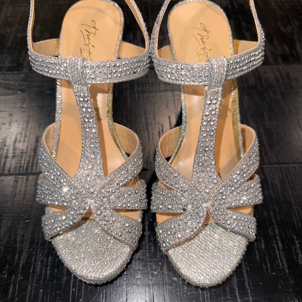 Thalia Sodi Sparkling Silver Heels